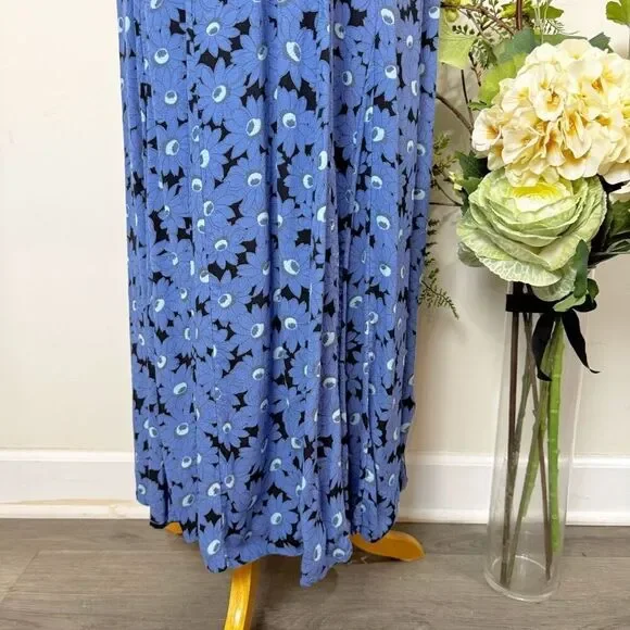 FREE PEOPLE * Rosalee Midi Dress | large | blue floral - Picture 3 of 10